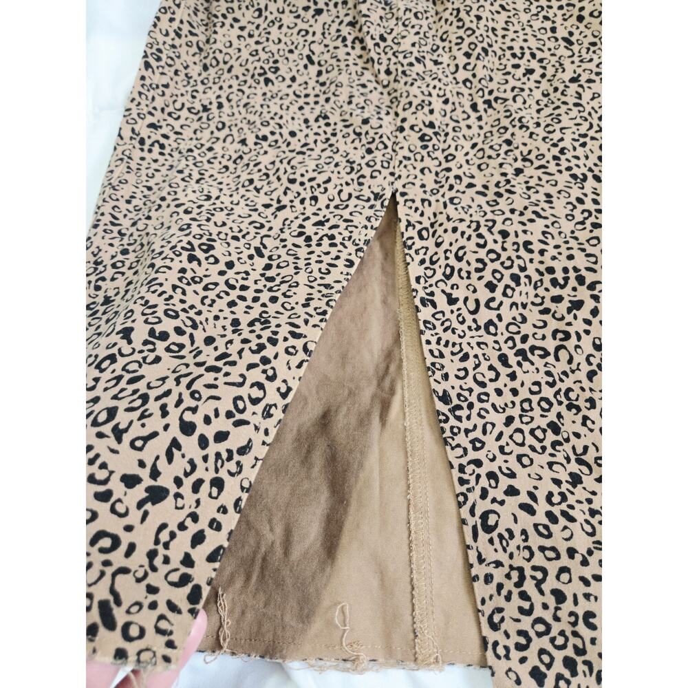 VTG Sinsay Leopard Print Pencil Skirt Slit S Mob Wife Y2K Retro Office Boho Indi - Picture 8 of 14
